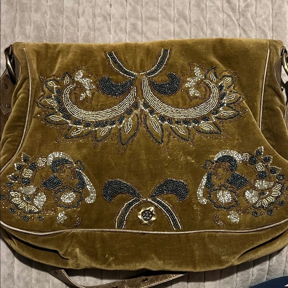 Christiana Embroidered Tan Shoulder Bag - Picture 6 of 6